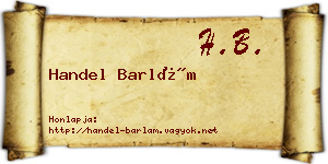 Handel Barlám névjegykártya